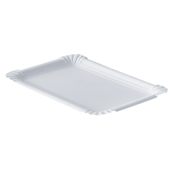 Plateau en carton laminé blanc pâtisseries & fast-foods 13 x 20 cm - Carton de 1500 unités