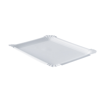 Plateau en carton laminé blanc pâtisseries & fast-foods 16.5 x 20 cm - Carton de 1000 unités