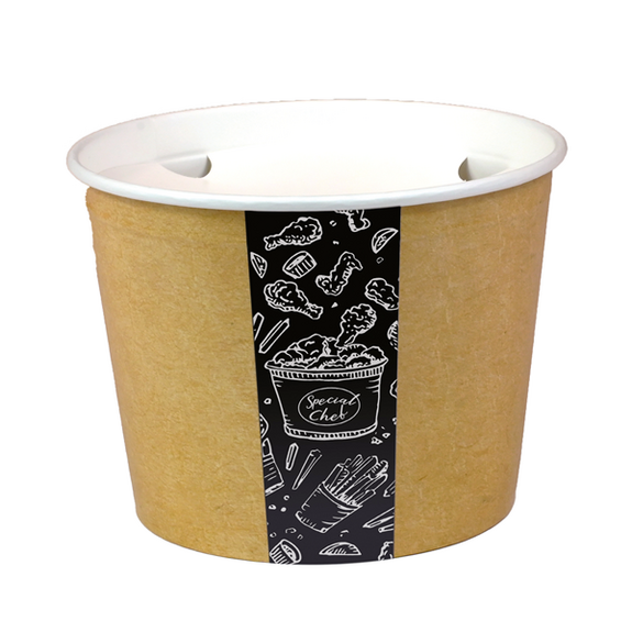 Bucket poulet kraft 2550 ml avec couvercle inclus - carton de 300 unités
