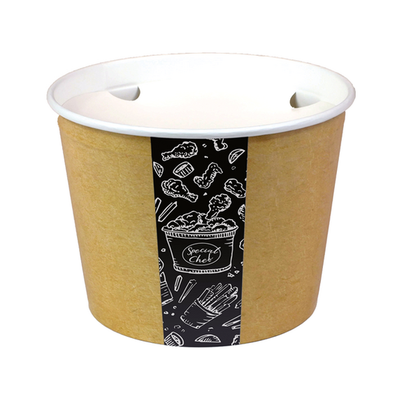 Bucket poulet kraft 4500 ml avec couvercle inclus - carton de 300 unités