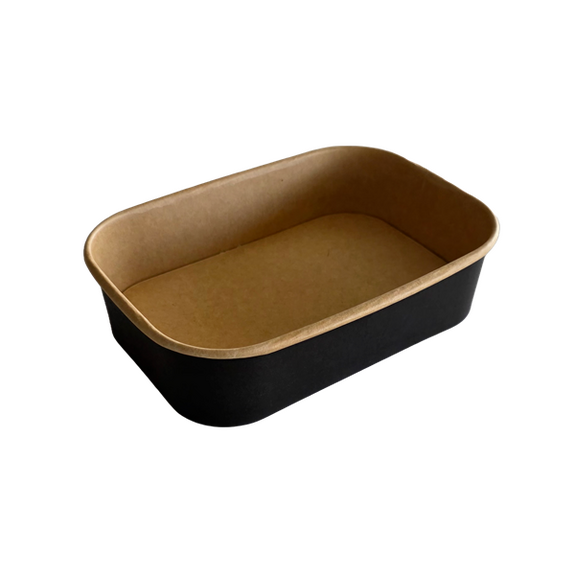 Bac rectangulaire en carton Noir pour glaces 500 ml - Carton de 300 unités