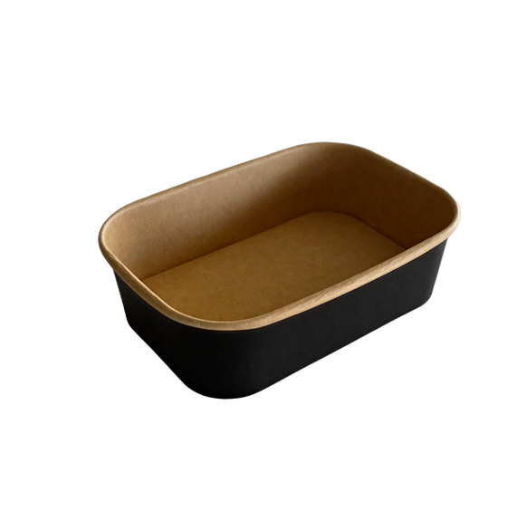 Bac rectangulaire en carton Noir pour glaces 650 ml - Carton de 300 unités