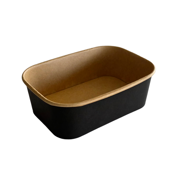 Bac rectangulaire en carton Noir pour glaces 750 ml - Carton de 300 unités