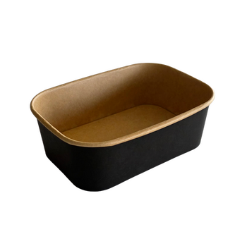 Bac rectangulaire en carton Noir pour glaces 750 ml - Carton de 300 unités