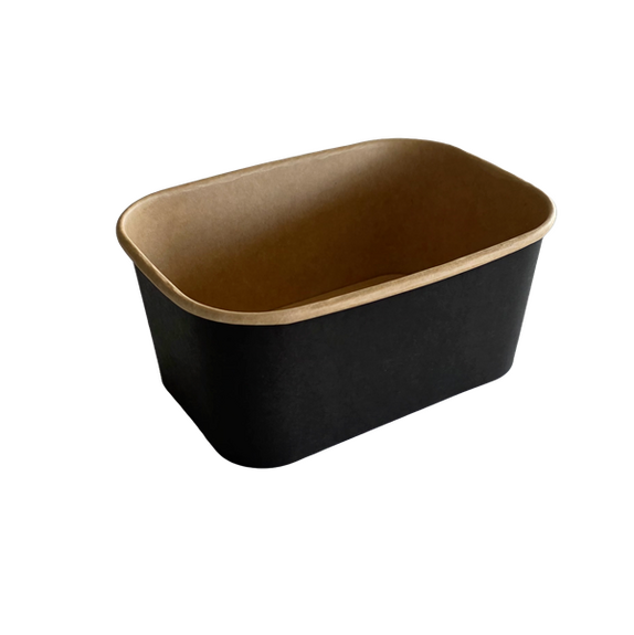 Bac rectangulaire en carton Noir pour glaces 1000 ml - Carton de 300 unités