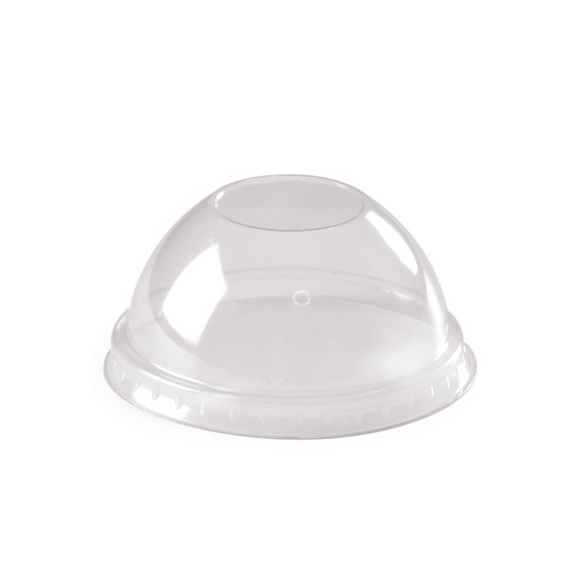 Couvercle dôme avec trou pour pot à glace en APET transparent 236 ml et 266 ml - carton de 1000 unités