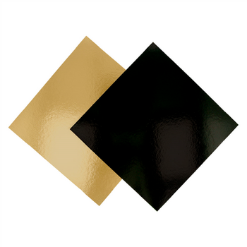 Support à pâtisserie rectangulaire double face OR et NOIR 16.5x13.5 cm - pack de 50 unités