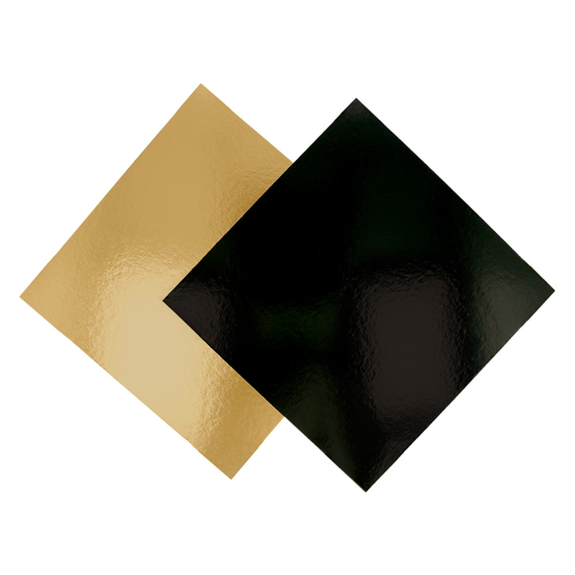 Support à pâtisserie carré double face OR et NOIR 17.5x17.5 cm - pack de 50 unités