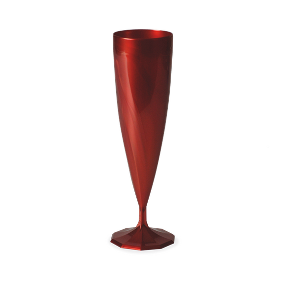 Flûte à champagne ROUGE CARMIN en PS 13.5 cl - Carton de 200 unités