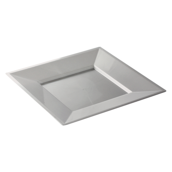 Assiette carrée injectée ARGENT 18 x 18 cm réutilisable - Carton de 72 unités