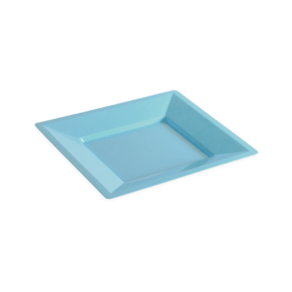 Assiette carrée injectée BLEU CIEL 18 x 18 cm réutilisable - Carton de 72 unités
