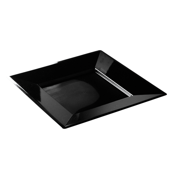 Assiette carrée injectée NOIRE EBENE 18 x 18 cm réutilisable - Carton de 72 unités