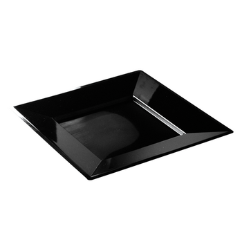 Assiette carrée injectée NOIRE EBENE 18 x 18 cm réutilisable - Carton de 72 unités