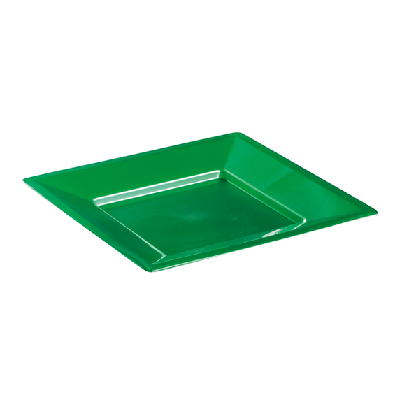 Assiette carrée injectée EMERAUDE 18 x 18 cm réutilisable - Carton de 72 unités