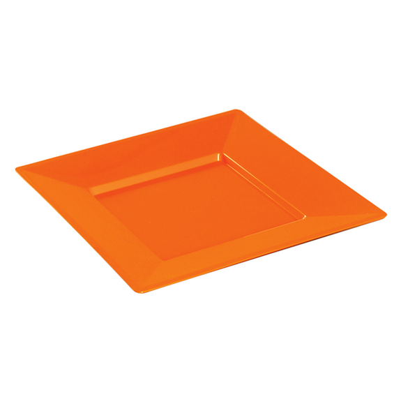 Assiette carrée injectée ORANGE 18 x 18 cm réutilisable - Carton de 72 unités