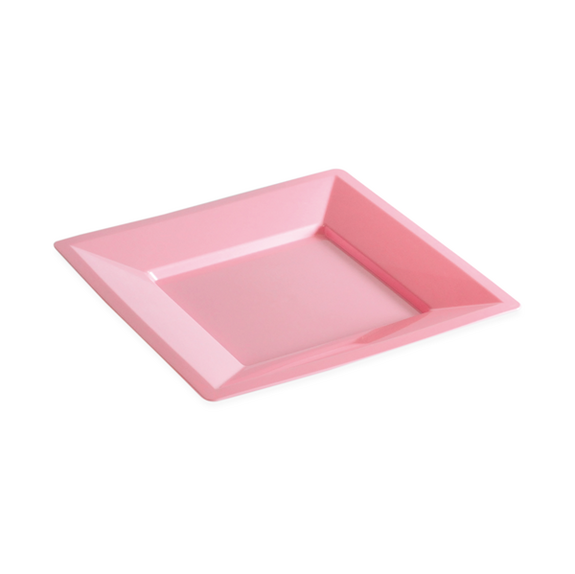 Assiette carrée injectée ROSE 18 x 18 cm réutilisable - Carton de 72 unités