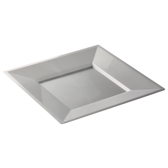 Assiette carrée injectée ARGENT 24 x 24 cm réutilisable - Carton de 96 unités