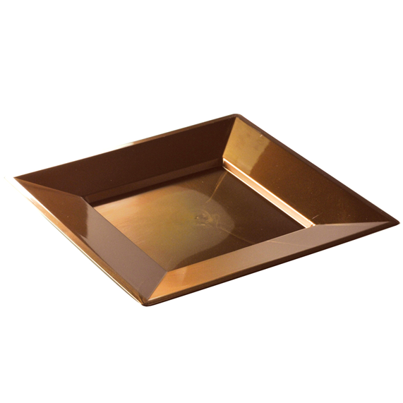 Assiette carrée injectée CHOCOLAT 24 x 24 cm réutilisable - Carton de 96 unités