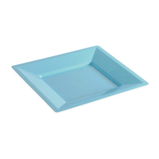 Assiette carrée injectée BLEU CIEL 24 x 24 cm réutilisable - Carton de 96 unités