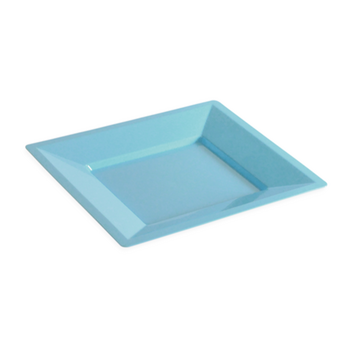 Assiette carrée injectée BLEU CIEL 24 x 24 cm réutilisable - Carton de 96 unités