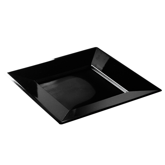 Assiette carrée injectée NOIRE EBENE 24 x 24 cm réutilisable - Carton de 96 unités