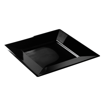 Assiette carrée injectée NOIRE EBENE 24 x 24 cm réutilisable - Carton de 96 unités