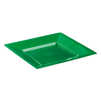 Assiette carrée injectée EMERAUDE 24 x 24 cm réutilisable - Carton de 96 unités