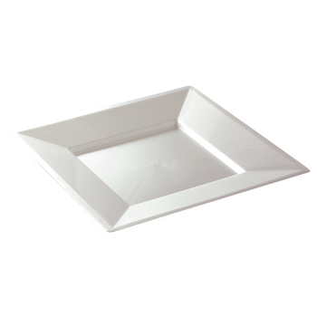 Assiette carrée injectée NACRE 24 x 24 cm réutilisable - Carton de 96 unités