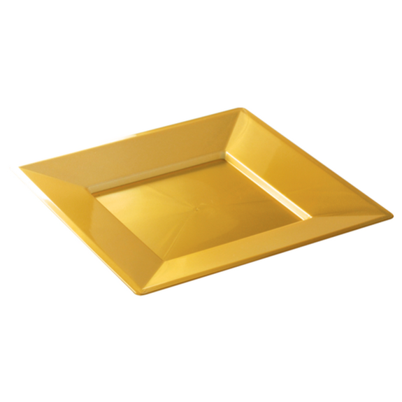 Assiette carrée injectée OR 24 x 24 cm réutilisable - Carton de 96 unités