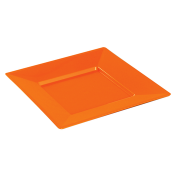 Assiette carrée injectée ORANGE 24 x 24 cm réutilisable - Carton de 96 unités
