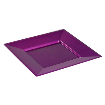 Assiette carrée injectée POURPRE Pailletée 24 x 24 cm réutilisable - Carton de 96 unités