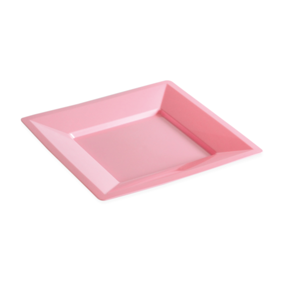 Assiette carrée injectée ROSE 24 x 24 cm réutilisable - Carton de 96 unités