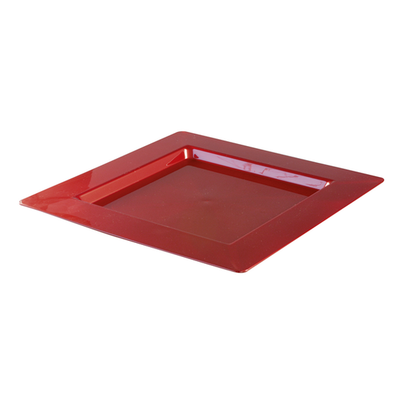Sous assiette carrée injectée ROUGE CARMIN 30 x 30 cm réutilisable - Carton de 72 unités
