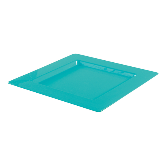 Sous assiette carrée injectée TURQUOISE 30 x 30 cm réutilisable - Carton de 72 unités