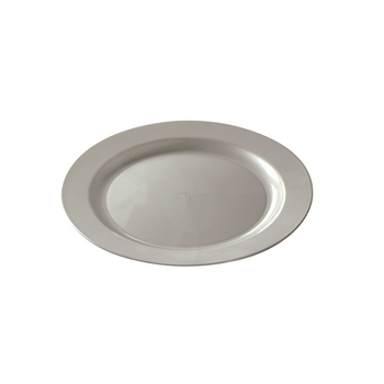 Assiette ronde injectée ARGENT 19 cm réutilisable - Carton de 96 unités