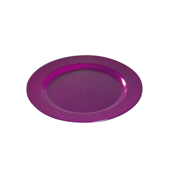 Assiette ronde injectée POURPRE Pailletée 19 cm réutilisable - Carton de 96 unités
