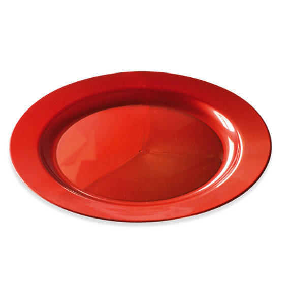 Assiette ronde injectée ROUGE CARMIN 24 cm réutilisable - Carton de 132 unités