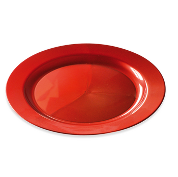 Assiette ronde injectée ROUGE CARMIN 24 cm réutilisable - Carton de 132 unités