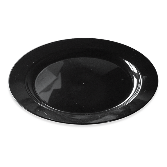 Assiette ronde injectée NOIRE EBENE 24 cm réutilisable - Carton de 132 unités