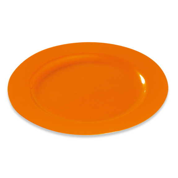 Assiette ronde injectée ORANGE 24 cm réutilisable - Carton de 132 unités