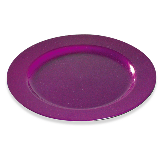 Assiette ronde injectée POURPRE Pailletée 24 cm réutilisable - Carton de 132 unités
