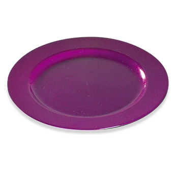 Assiette ronde injectée POURPRE Pailletée 24 cm réutilisable - Carton de 132 unités