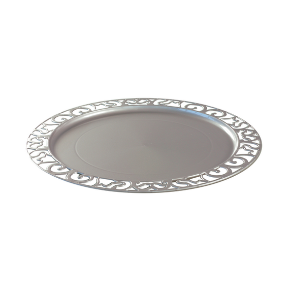 Sous assiette ronde injectée ARGENT 30 cm réutilisable - Carton de 72 unités