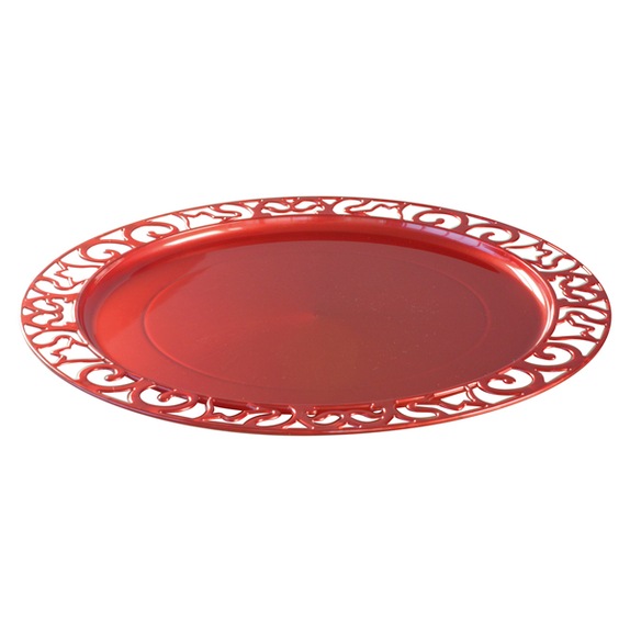 Sous assiette ronde injectée ROUGE CARMIN 30 cm réutilisable - Carton de 72 unités