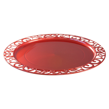 Sous assiette ronde injectée ROUGE CARMIN 30 cm réutilisable - Carton de 72 unités