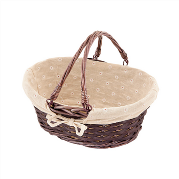 Corbeille ovale en osier avec anses  - Carton de 20 unités