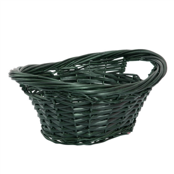 Panier ovale en osier vert - Carton de 10 unités