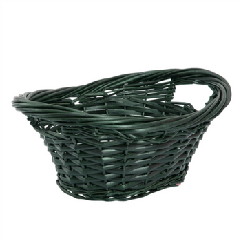 Panier ovale en osier vert - Carton de 10 unités
