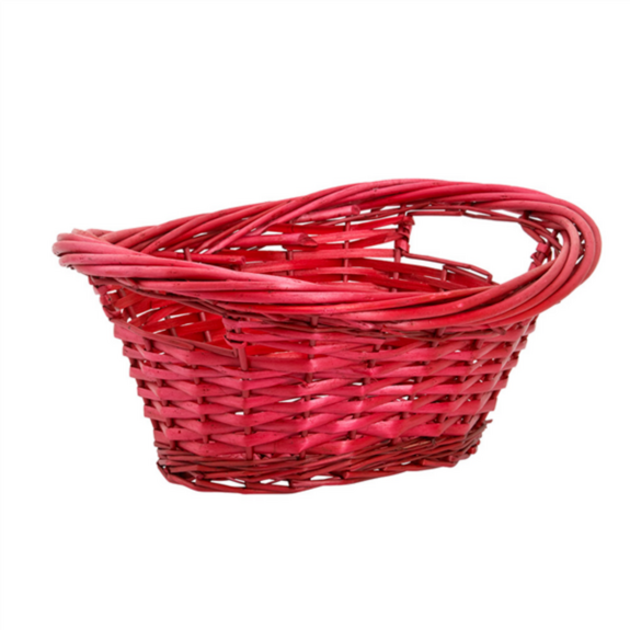 Panier ovale en osier rouge - Carton de 10 unités