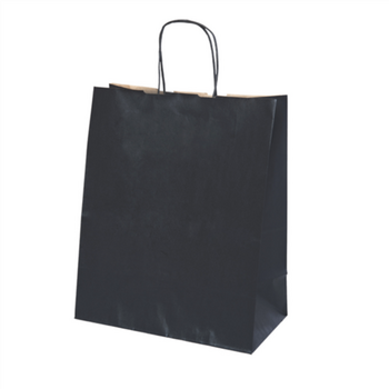 Sac papier avec poignée ficelle 18 + 8 x 21.5 cm neutre NOIR - carton de 250 unités